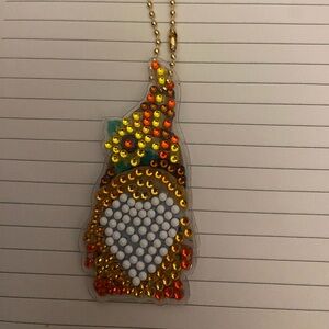 Handcrafted diamond art gnome keychain